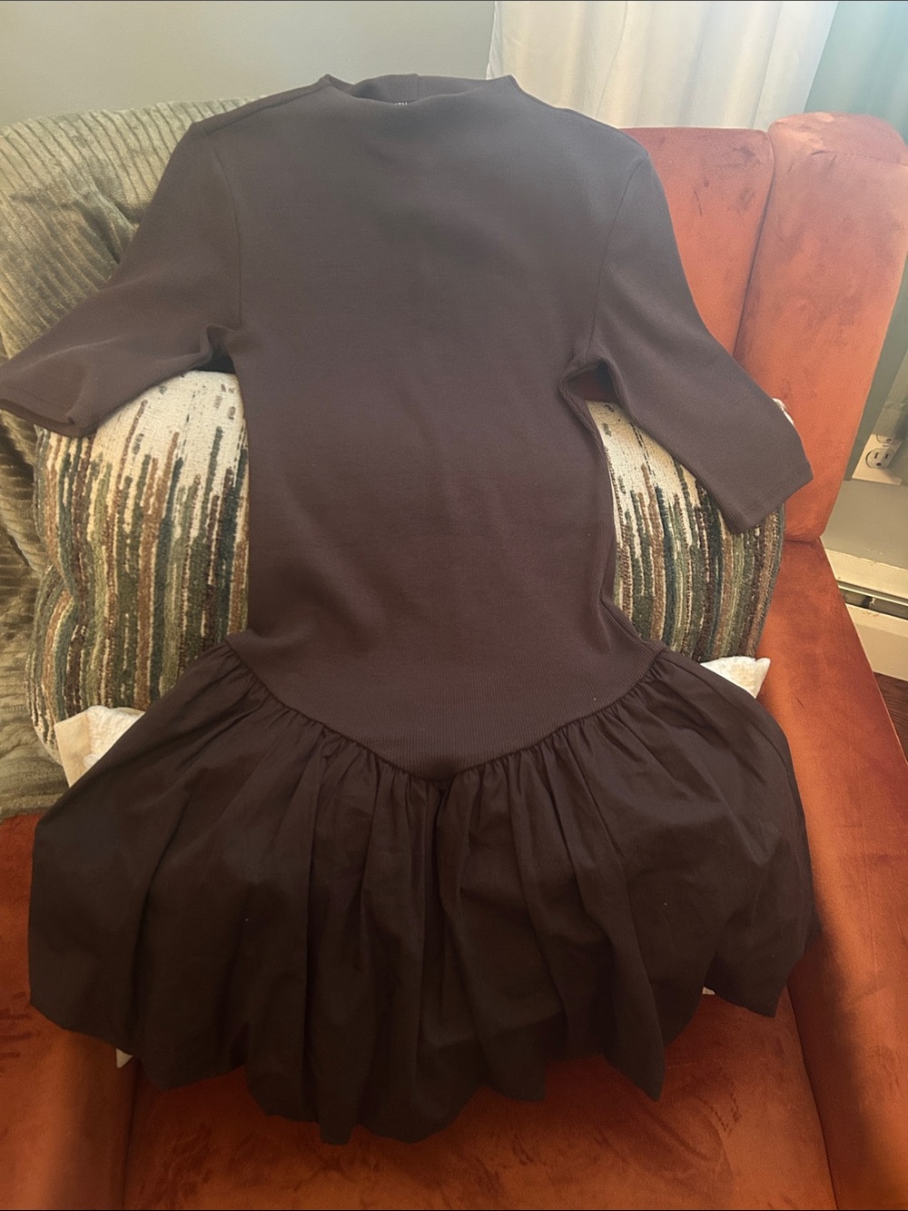 Zara Black Mini Dress with Gathered Skirt